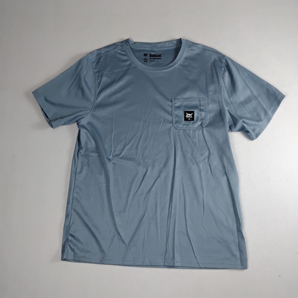 Bobcat One Tough Animal Mens M Blue Pocket Logo Performance T-Shirt Workwear